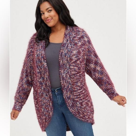NWT Torrid Kimono Cocoon Cardigan Size 1X Multi Popcorn Knit - Picture 1 of 8